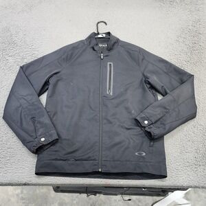 Oakley Jacket Mens Small Black Softshell Windbreaker Full Zip Pocket Outdoor